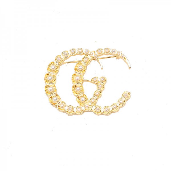 XZF9848  GG Luxurious geometric design brooch, alloy brooch inlaid with  pearls