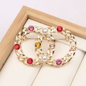 XZF9858 CC Luxurious geometric design brooch, alloy brooch inlaid with  pearls