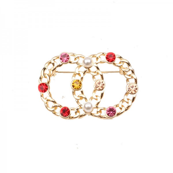 XZF9858 CC Luxurious geometric design brooch, alloy brooch inlaid with  pearls