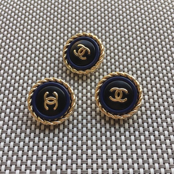 BT9798 23mm new CC retro blue beige metal button Vintage Metal Chanel Button_ Luxury Button