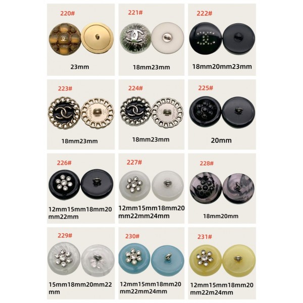 BT9875-3 CC Buttons 220#-231#18MM Vintage Chanel Buttons