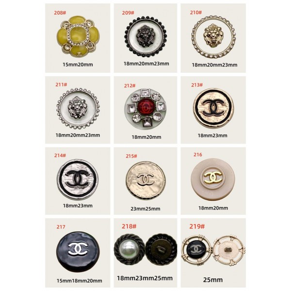 BT9876-1 CC Buttons 208#-219#18MM Vintage Metal Chanel Button