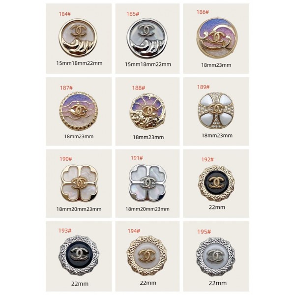 BT9878-1 CC Buttons 184#-198#18MM Vintage Metal Chanel Button