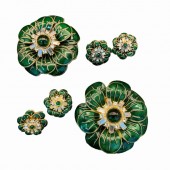 ES9835 Medieval court style vintage green high-end flower drip oil jewelry earrings