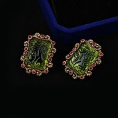 ES9844 Light luxury jewelry, emerald green glass earrings, niche ES9844 Light luxury jewelry, emerald green glass earrings, niche