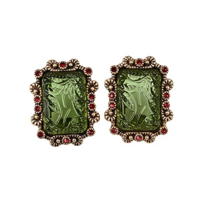 ES9844 Light luxury jewelry, emerald green glass earrings, niche