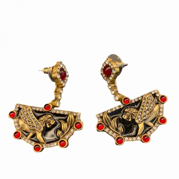 ES9846 French retro court style light luxury high-end semi-circular design earrings