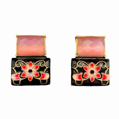 ES9851 French retro light luxury niche fashion enamel camellia earrings