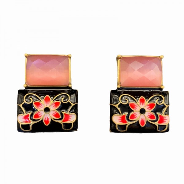 ES9851 French retro light luxury niche fashion enamel camellia earrings ES9851 French retro light luxury niche fashion enamel camellia earrings