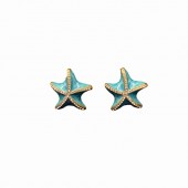 ES9853 Retro art inlaid Czech diamond drip oil enamel starfish earrings ES9853 Retro art inlaid Czech diamond drip oil enamel starfish earrings