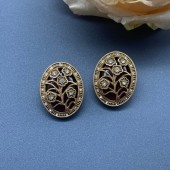 ES9855 Retro luxury flower hollow design with glass inlaid earrings