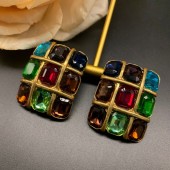 ES9863 Retro style geometric colorful glass earrings with a high-end feel