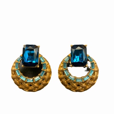 ES9868 Vintage blue mesh earrings