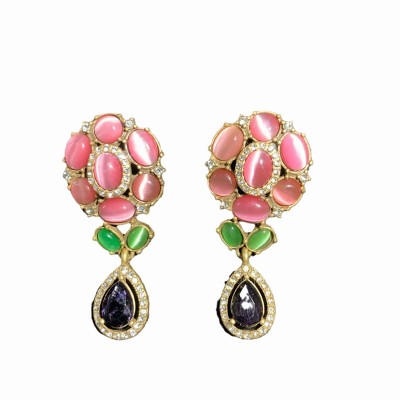 ES9871 Vintage court style colored earrings