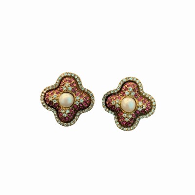 ES9884 Lucky Four-Leaf Clover Light Luxury Inlaid Earstuds