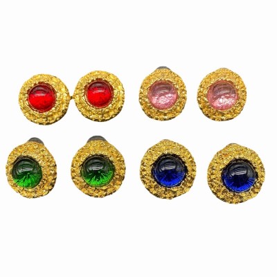 ES9885 Light luxury wind flower patterned edge carved glass earrings