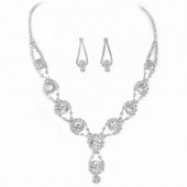 JS9751 High end luxury sparkling rhinestone necklace earring set bridal jewelry