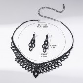 JS9753 Hot selling luxury sparkling full diamond necklace earrings two-piece set for brides to match wedding jewelry