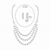 JS9754 Luxurious sparkling full diamond necklace earrings two-piece set, high-end three-layer necklace