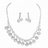 JS9755 Bridal jewelry high-end luxury sparkling rhinestone necklace earring set