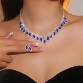 JS9757 Luxury Sparkling Diamond Necklace Earring Set Wedding Bridal Jewelry JS9757 Luxury Sparkling Diamond Necklace Earring Set Wedding Bridal Jewelry