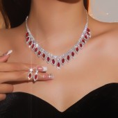 JS9757 Luxury Sparkling Diamond Necklace Earring Set Wedding Bridal Jewelry JS9757 Luxury Sparkling Diamond Necklace Earring Set Wedding Bridal Jewelry
