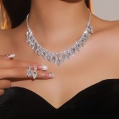 JS9757 Luxury Sparkling Diamond Necklace Earring Set Wedding Bridal Jewelry JS9757 Luxury Sparkling Diamond Necklace Earring Set Wedding Bridal Jewelry