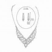 JS9764 Hot selling geometric triangle hollow out super sparkling full diamond necklace earrings bridal jewelry set