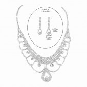 JS9765 Wedding dresses hot selling geometric design super shiny all diamond droplet necklace earrings two-piece set