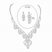 JS9769 Geometric hollow out super sparkling rhinestone earrings necklace two-piece set bride wedding accessories