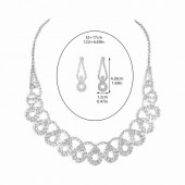 JS9777 Luxury Sparkling Water Diamond Necklace Earring Set Wedding Dresses Matching