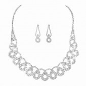 JS9777 Luxury Sparkling Water Diamond Necklace Earring Set Wedding Dresses Matching