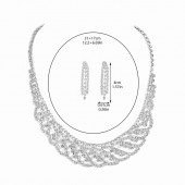 JS9778 Luxury Sparkling Diamond Necklace Earring Set Two Piece Bridal Dress Jewelry