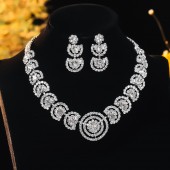 JS9779 Two piece set of jewelry, rhinestone necklace, earrings for the bride's wedding dress