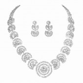 JS9779 Two piece set of jewelry, rhinestone necklace, earrings for the bride's wedding dress