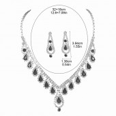 JS9782 Sparkling Diamond Necklace Earrings Two Piece Set Bridal Wedding Jewelry