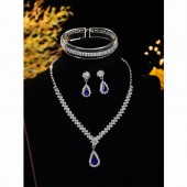 JS9790 High end sparkling diamond necklace, earrings, bracelet set, jewelry for brides to wear in wedding dresses