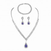 JS9790 High end sparkling diamond necklace, earrings, bracelet set, jewelry for brides to wear in wedding dresses