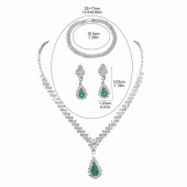 JS9791 Advanced and sparkling diamond necklace, earrings, and bracelet set for brides to wear in their wedding dresses