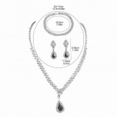 JS9792 Exquisite luxury sparkling full diamond necklace, earrings, bracelet set, accessories for bride's wedding dresses