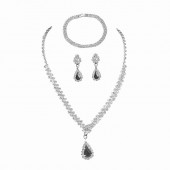 JS9792 Exquisite luxury sparkling full diamond necklace, earrings, bracelet set, accessories for bride's wedding dresses