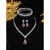 JS9794 Exquisite luxury sparkling full diamond necklace, earrings, bracelet set, accessories for bride's wedding dresses