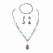 JS9794 Exquisite luxury sparkling full diamond necklace, earrings, bracelet set, accessories for bride's wedding dresses