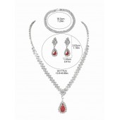 JS9794 Exquisite luxury sparkling full diamond necklace, earrings, bracelet set, accessories for bride's wedding dresses