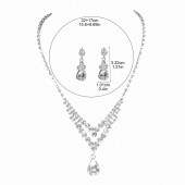 JS9795 High end geometric design paired with bridal wedding dresses, rhinestone necklace, earring set