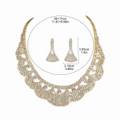 JS9797 High end geometric design paired with bridal wedding dresses, rhinestone necklace, earring set