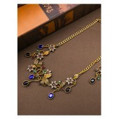 NL9807 Vintage flower patterned necklace earrings