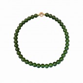 NL9826 Natural texture short retro natural emerald round bead necklace