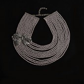 NL9836 Multi layer bow pearl necklace