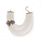 NL9836 Multi layer bow pearl necklace